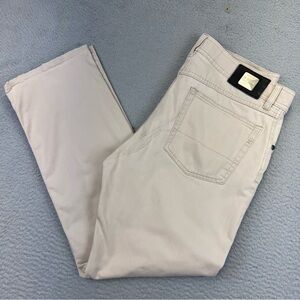 Brax Pants Mens 33x32 Khaki Beige Straight Cesar MT Blue‎ Lab Classic Casual